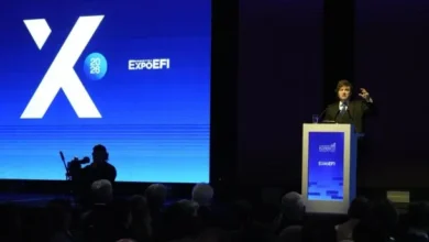 Javier Milei hablando en la Expo EFI 2026