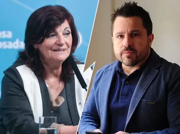 Martín Tetaz y Kelly Olmos durante el debate económico en televisión