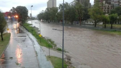 Imagen de una calle inundada en Córdoba durante el temporal