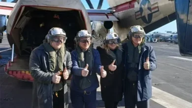 Javier Milei a bordo del USS Nimitz durante los ejercicios navales en el Atlántico Sur