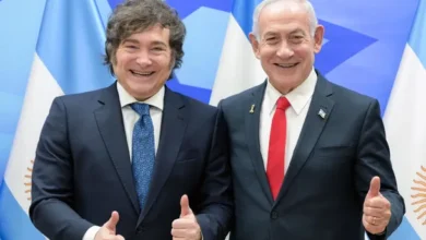 Javier Milei en el avión presidencial rumbo a Israel