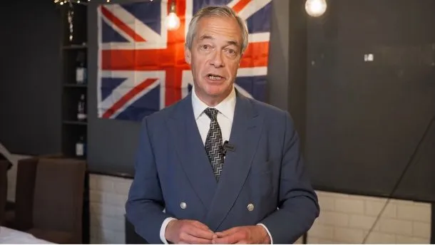 Nigel Farage, líder de la ultraderecha británica, durante una conferencia de prensa