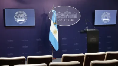 Sala de prensa en la Casa Rosada