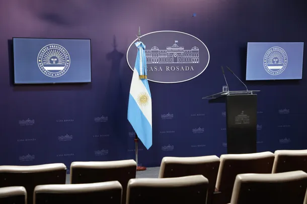 Sala de prensa en la Casa Rosada
