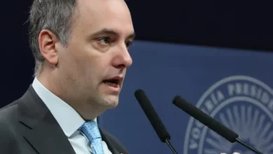 Manuel Adorni en la Sala de Prensa de Casa Rosada