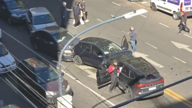 Imagen de un choque múltiple en la intersección de las avenidas Monroe y Crámer en Belgrano