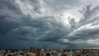 Imagen de un mapa meteorológico mostrando una ciclogénesis sobre el Área Metropolitana de Buenos Aires
