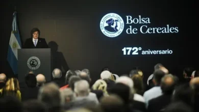 Javier Milei en la Bolsa de Cereales de Buenos Aires