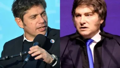 Axel Kicillof y Javier Milei durante una reunión