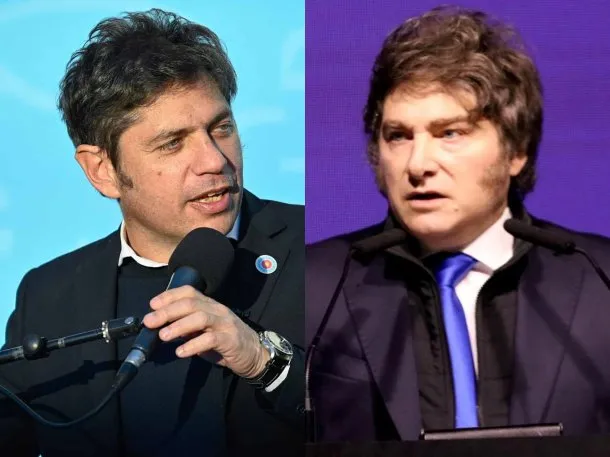 Axel Kicillof y Javier Milei durante una reunión