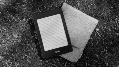 Imagen de un Kindle 2012 con una pantalla en blanco