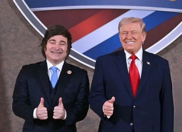 Javier Milei y Donald Trump en una reunión oficial