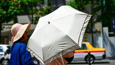 persona usando un paraguas en la calle
