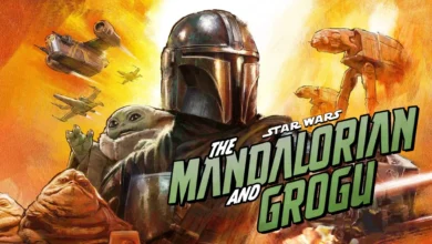 Imagen de The Mandalorian and Grogu en una nave espacial