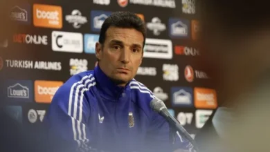 Lionel Scaloni, entrenador de la Selección Argentina, durante una conferencia de prensa
