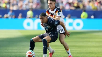 Jugadores de Paraguay celebran su victoria sobre Alemania