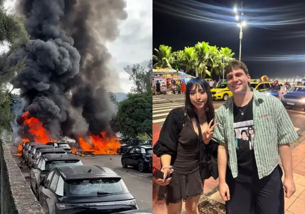 Imagen de un helicóptero siniestrado en Río de Janeiro