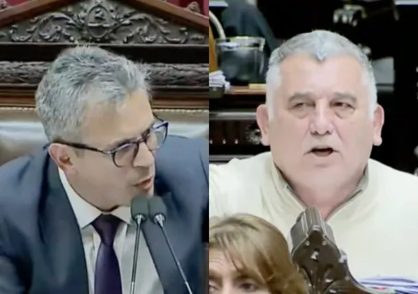 Imágenes de Martín Menem y Mario Manrique durante el enfrentamiento en Diputados