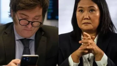 Javier Milei y Keiko Fujimori en una imagen simbólica de su apoyo mutuo