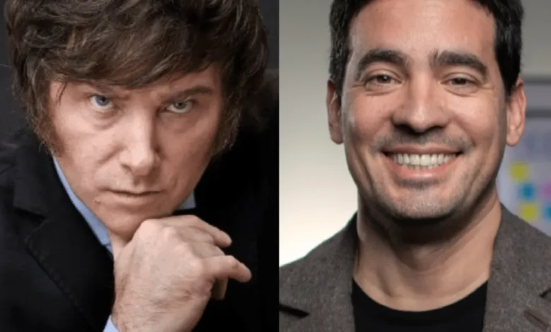 Adrián Ravier y Javier Milei en una reunión oficial