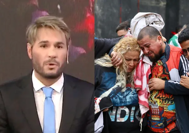 Imagen de Tomás Dente en un estudio de televisión, con una expresión de seriedad y convicción.