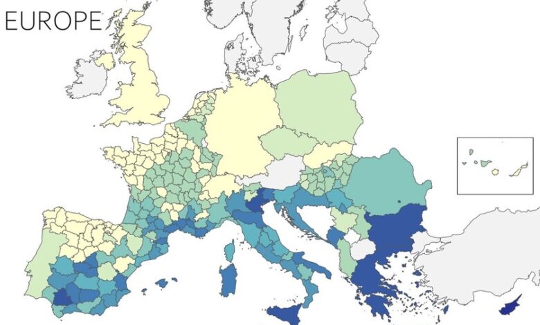 Mapa de penetración de aire acondicionado en Europa