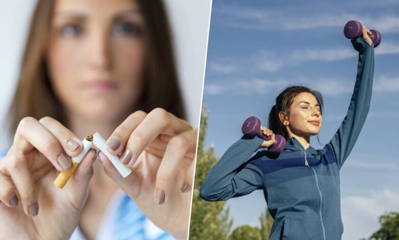 Persona practicando ejercicio al aire libre para ayudar a dejar de fumar