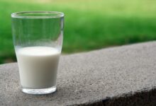Imagen de una taza de leche con un texto que dice 'Leche saludable para adultos'