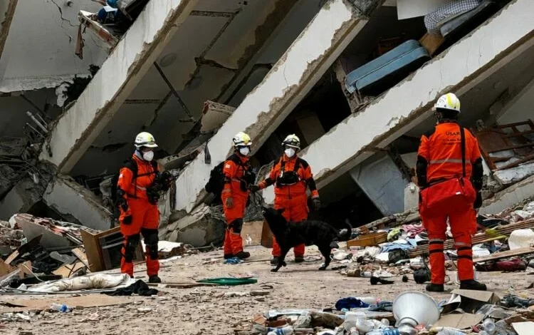 Brigadistas cordobeses trabajando en la zona afectada por el terremoto en Venezuela