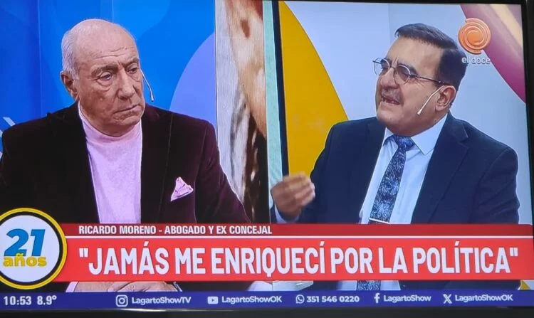 Ricardo Moreno en una entrevista televisiva sobre el caso Agostina Vega