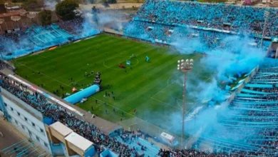 Imagen del estadio Julio César Villagra con hinchas de Belgrano y Argentinos Juniors