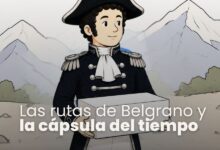 Niños y niñas participando del taller ‘Las Rutas de Belgrano y la cápsula del tiempo’ en la Feria del Libro Infantil