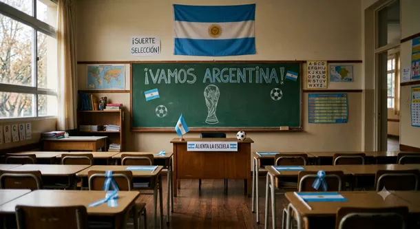 Estudiantes argentinos celebran un gol de la Selección Argentina
