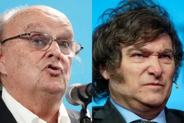 Javier Milei y José de Mendiguren en La Rural
