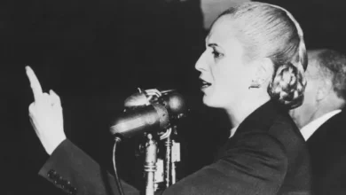 Eva Perón en el balcón de la Casa Rosada