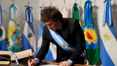 Javier Milei hablando en cadena nacional