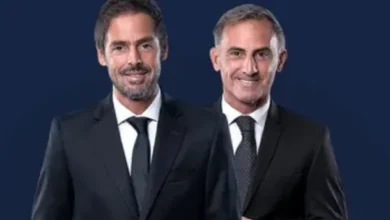 Mariano Closs en una transmisión de fútbol