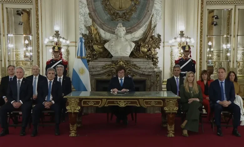 Imagen del presidente Javier Milei durante su anuncio de reformas económicas