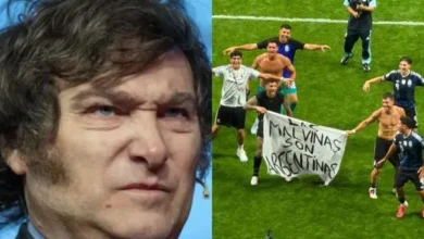 Javier Milei hablando sobre la bandera de Malvinas