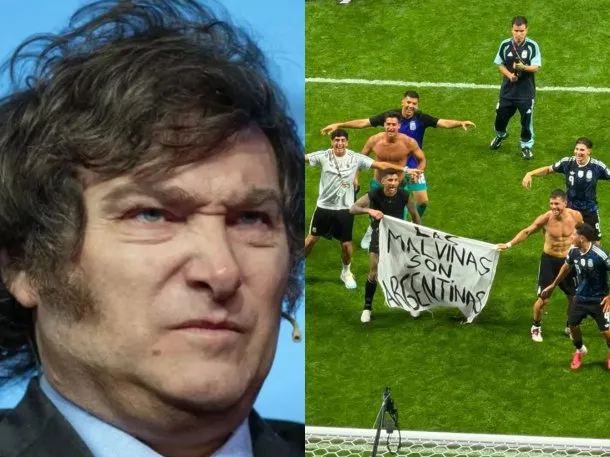 Javier Milei hablando sobre la bandera de Malvinas