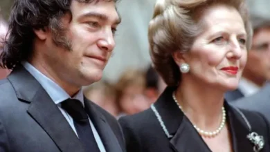Javier Milei y Margaret Thatcher en foto de archivo
