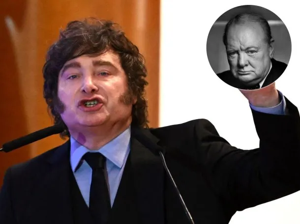 Javier Milei y Winston Churchill