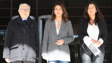 Natalia de la Sota en una conferencia de prensa