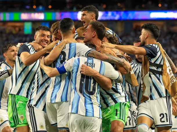 La Selección Argentina celebrando en la Casa Rosada