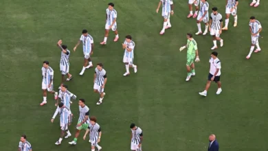 Jugadores de la Selección Argentina en el campo de fútbol