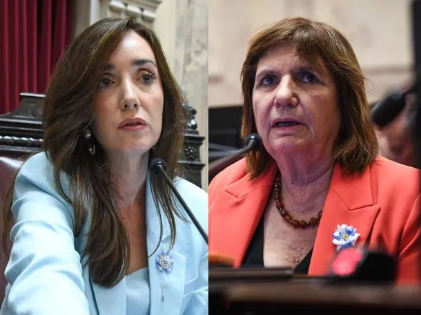 Patricia Bullrich y Victoria Villarruel en una sesión en el Senado