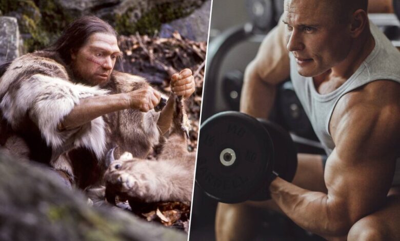 neandertales con su musculatura característica