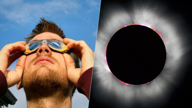 Eclipse solar con gafas de protección