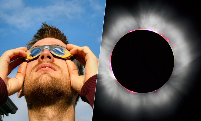 Eclipse solar con gafas de protección