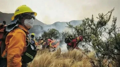 Incendio forestal en la región de Punilla, con aviones hidrantes combatiendo el fuego
